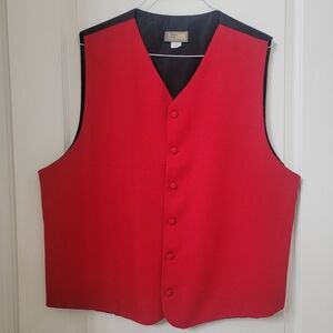 Steven Land Size XXL Red Vest, Red Fabric Covered Buttons, Gently Used Condition